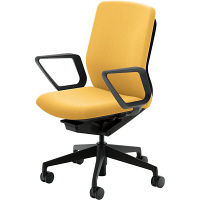 【組立設置込】内田洋行 クレネ（KRENE）/KRA-335BC PU クロス ハイシェル リング肘 ブラック/カスタード 5-353-3818 1脚（直送品）