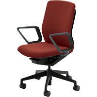 【組立設置込】内田洋行クレネ（KRENE）/KRA-335BC PU クロス ハイシェル リング肘 ブラック/ワインレッド 5-353-3819 1脚（直送品）