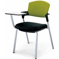 【組立設置込】コクヨ ミーティングチェア プロッティ 総張りタイプ 肘付 固定脚 メモ台付 ライトオリーブ×ブラック 1脚（直送品）