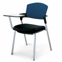 【組立設置込】コクヨ ミーティングチェア プロッティ 総張りタイプ 肘付 固定脚 メモ台付 プルシアンブルー×ブラック 1脚（直送品）