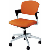 【組立設置込】コクヨ ミーティングチェア プロッティ 総張りタイプ 肘付 カーペット用 回転脚 タンジェリン 1脚（直送品）