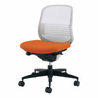 【組立設置込】コクヨ オフィスチェア シロッコ ローバック ランバーサポート付 カーペット用 ホワイト×ホワイト×タンジェリン 1脚（直送品）