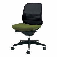 【組立設置込】コクヨ オフィスチェア シロッコ ローバック ランバーサポート付 カーペット用 ブラック×ブラック×オリーブグリーン 1脚（直送品）
