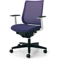 【組立設置込】コクヨ オフィスチェア ミトラ T型肘 フローリング用 ホワイト×ディープパープル 1脚（直送品）