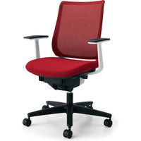 【組立設置込】コクヨ オフィスチェア ミトラ T型肘 フローリング用 ホワイト×カーマイン 1脚（直送品）