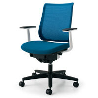 【組立設置込】コクヨ オフィスチェア ミトラ T型肘 カーペット用 ランバーサポート無 ホワイト×ターコイズ 1脚（直送品）