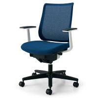 【組立設置込】コクヨ オフィスチェア ミトラ T型肘 フローリング用 ホワイト×プルシアンブルー 1脚（直送品）