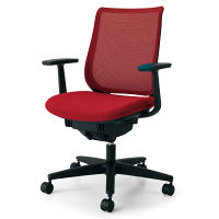 【組立設置込】コクヨ オフィスチェア ミトラ T型肘 フローリング用 ブラック×カーマイン 1脚（直送品）
