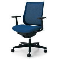 【組立設置込】コクヨ オフィスチェア ミトラ T型肘 フローリング用 ブラック×プルシアンブルー 1脚（直送品）