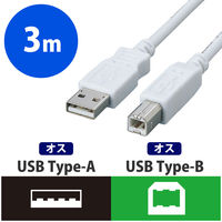エレコム フェライトコア内蔵USB2.0対応ケーブル ABタイプ ホワイト