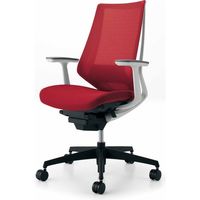 【組立設置込】コクヨ デュオラ ハイバック T型肘 ランバーサポート付 樹脂脚ブラック メッシュ カーペット用 ホワイト×カーマイン 1脚（直送品）