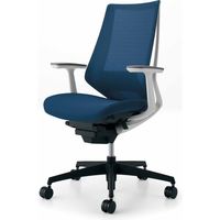 【組立設置込】コクヨ デュオラ ハイバック T型肘 ランバーサポート付 樹脂脚ブラック メッシュ カーペット用 ホワイト×プルシアンブルー 1脚（直送品）