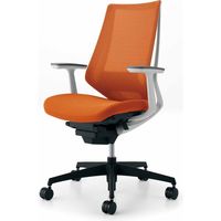 【組立設置込】コクヨ デュオラ ハイバック T型肘 ランバーサポート付 樹脂脚ブラック メッシュ カーペット用 ホワイト×タンジェリン 1脚（直送品）