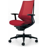 【組立設置込】コクヨ デュオラ ハイバック T型肘 ランバーサポート付 樹脂脚ブラック メッシュ カーペット用 ブラック×カーマイン 1脚（直送品）