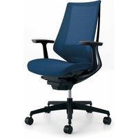 【組立設置込】コクヨ デュオラ ハイバック T型肘 ランバーサポート付 樹脂脚ブラック メッシュ カーペット用 ブラック×プルシアンブルー 1脚（直送品）