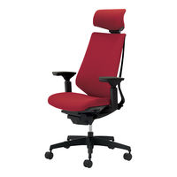 【組立設置込】コクヨ デュオラ ヘッドレスト付 可動肘 ランバーサポート無 樹脂脚ブラック クッション フローリング用 ブラック×カーマイン 1脚（直送品）