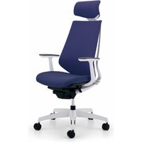 【組立設置込】コクヨ デュオラ ヘッドレスト付 T型肘 ランバーサポート無 樹脂脚ホワイト クッション カーペット用 ホワイト×ディープパープル 1脚（直送品）