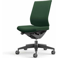 【組立設置込】コクヨ ウィザード3 ローバック 肘無 樹脂脚 布張り カーペット用 ブラック×ブラック×ディープグリーン 1脚（直送品）