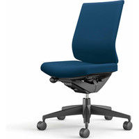 【組立設置込】コクヨ ウィザード3 ローバック 肘無 樹脂脚 布張り カーペット用 ブラック×ブラック×プルシアンブルー 1脚（直送品）