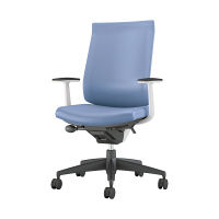 【組立設置込】コクヨ ウィザード3 ハイバック T型肘 樹脂脚 レザー カーペット用 ホワイト×ブラック×ライトマリン 1脚（直送品）