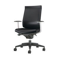 【組立設置込】コクヨ ウィザード3 ハイバック T型肘 樹脂脚 レザー カーペット用 ホワイト×ブラック×ブラック 1脚（直送品）