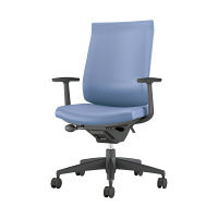 【組立設置込】コクヨ ウィザード3 ハイバック T型肘 樹脂脚 レザー カーペット用 ブラック×ブラック×ライトマリン 1脚（直送品）