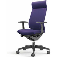 【組立設置込】コクヨ ウィザード3 ミドルマネージメント T型肘 樹脂脚 布張り フローリング用 ブラック×ブラック×ディープパープル 1脚（直送品）