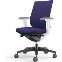 【組立設置込】コクヨ ウィザード3 ローバック 可動肘 樹脂脚 布張り カーペット用 ホワイト×ブラック×ディープパープル 1脚（直送品）