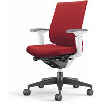 【組立設置込】コクヨ ウィザード3 ローバック 可動肘 樹脂脚 布張り カーペット用 ホワイト×ブラック×カーマイン 1脚（直送品）