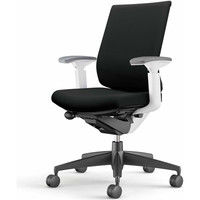 【組立設置込】コクヨ ウィザード3 ローバック 可動肘 樹脂脚 布張り カーペット用 ホワイト×ブラック×ブラック 1脚（直送品）