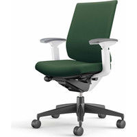 【組立設置込】コクヨ ウィザード3 ローバック 可動肘 樹脂脚 布張り カーペット用 ホワイト×ブラック×ディープグリーン 1脚（直送品）