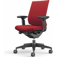 【組立設置込】コクヨ ウィザード3 ローバック 可動肘 樹脂脚 布張り カーペット用 ブラック×ブラック×カーマイン 1脚（直送品）