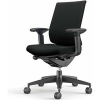 【組立設置込】コクヨ ウィザード3 ローバック 可動肘 樹脂脚 布張り カーペット用 ブラック×ブラック×ブラック 1脚（直送品）