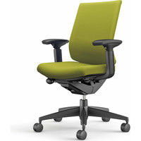 【組立設置込】コクヨ ウィザード3 ローバック 可動肘 樹脂脚 布張り カーペット用 ブラック×ブラック×ライトオリーブ 1脚（直送品）