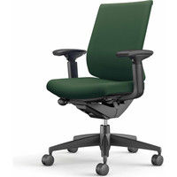 【組立設置込】コクヨ ウィザード3 ローバック 可動肘 樹脂脚 布張り カーペット用 ブラック×ブラック×ディープグリーン 1脚（直送品）