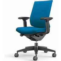 【組立設置込】コクヨ ウィザード3 ローバック 可動肘 樹脂脚 布張り カーペット用 ブラック×ブラック×ターコイズ 1脚（直送品）