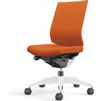 【組立設置込】コクヨ ウィザード3 ローバック 肘無 樹脂脚 布張り カーペット用 ホワイト×ホワイト×ソフトテラコッタ 1脚（直送品）