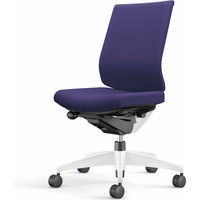 【組立設置込】コクヨ ウィザード3 ローバック 肘無 樹脂脚 布張り カーペット用 ホワイト×ホワイト×ディープパープル 1脚（直送品）