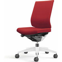 【組立設置込】コクヨ ウィザード3 ローバック 肘無 樹脂脚 布張り カーペット用 ホワイト×ホワイト×カーマイン 1脚（直送品）