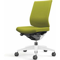 【組立設置込】コクヨ ウィザード3 ローバック 肘無 樹脂脚 布張り カーペット用 ホワイト×ホワイト×ライトオリーブ 1脚（直送品）