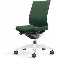 【組立設置込】コクヨ ウィザード3 ローバック 肘無 樹脂脚 布張り カーペット用 ホワイト×ホワイト×ディープグリーン 1脚（直送品）