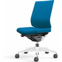 【組立設置込】コクヨ ウィザード3 ローバック 肘無 樹脂脚 布張り カーペット用 ホワイト×ホワイト×ターコイズ 1脚（直送品）