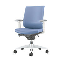 【組立設置込】コクヨ ウィザード3 ローバック 可動肘 樹脂脚 レザー カーペット用 ホワイト×ホワイト×ライトマリン 1脚（直送品）