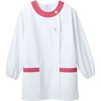 住商モンブラン 調理衣 レディス 長袖 白/ピンク L 1-093 1枚