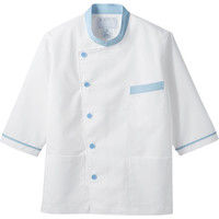 住商モンブラン MONTBLANC（モンブラン） 調理衣 兼用 7分袖 白/サックス S 6-817 1枚（直送品）