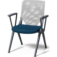 プラス KAINOS（カイノス） 会議イス 肘付 ダークグレー×グレーメッシュ ブルー MB-J20MGE 1脚（直送品）