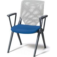 プラス KAINOS（カイノス） 会議イス 肘付 ダークグレー×グレーメッシュ ライトブルー MB-J20MGE 1脚（直送品）