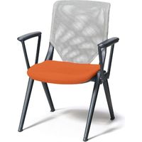 プラス KAINOS（カイノス） 会議イス 肘付 ダークグレー×グレーメッシュ オレンジ MB-J20MGE 1脚（直送品）