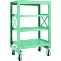 TRUSCO R3型ボルト式中量棚W900XD600XH1400 4段 Φ150 ウレタンキャスター付 R3-4364-U150（直送品）