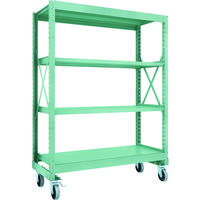 TRUSCO R3型ボルト式中量棚W1500XD600XH2000 4段 Φ150 ウレタンキャスター付 R3-6564-U150（直送品）